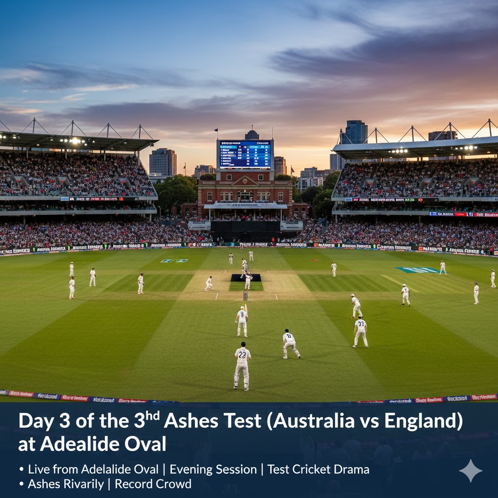 Day 3 of the 3rd Ashes Test (Australia vs England) at Adelaide Oval